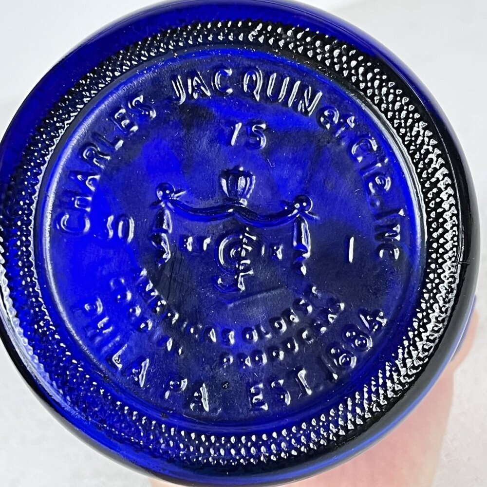 Charles Jacquin Cobalt Blue George Washington Glass Empty Liquor Bottle Vintage - Picture 7 of 7